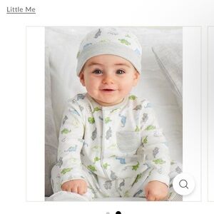 NWT Little Me Dinomite Zip Footed one piece and hat dinosaur blue green